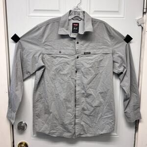Men's Med Wrangler Long sleeve Button Down Shirt Grunge Rugged Outdoor AAA3784